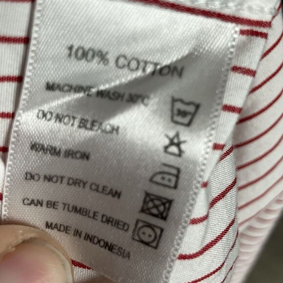 Barbour Shirt‎ Mens XL Red White Stripe Dress Tartan Collared Button Down - Picture 8 of 9